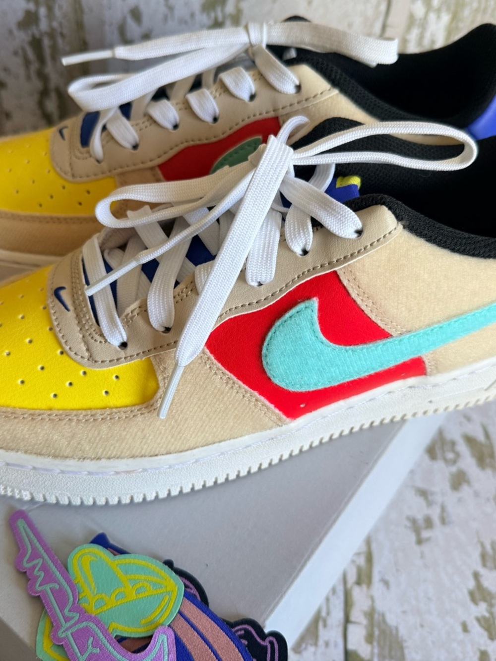 Nike Air Force 1 LV8 1 GS “Multi-Color Velcro” Size 5.5Y w/ Box FN7818-100 - Picture 8 of 14
